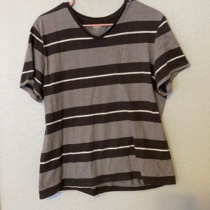 T-shirt. Old navy brand. Size large. Gray and white stripes.